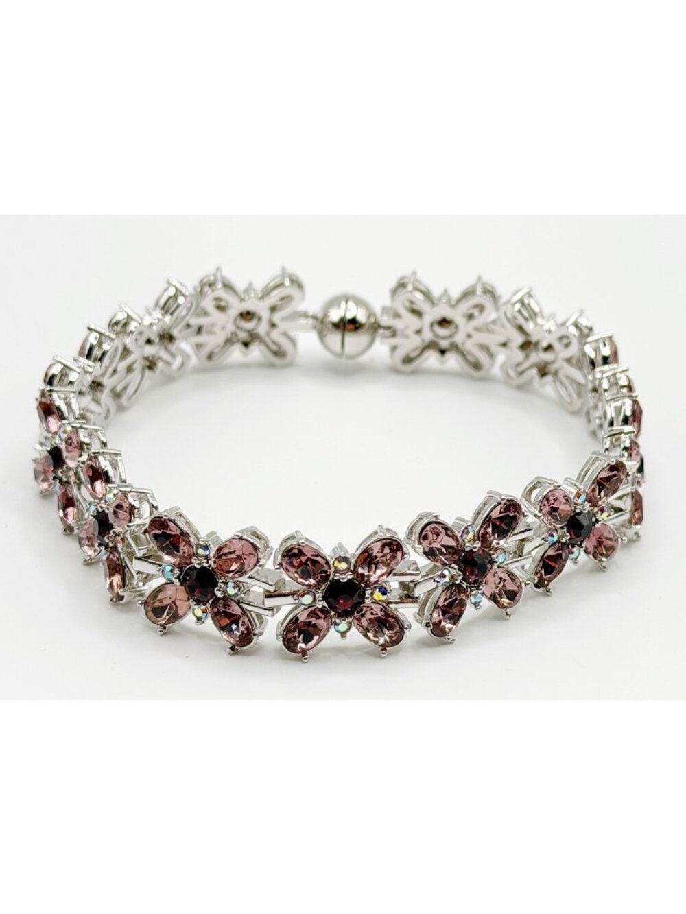 Danbury Mint Cherry Blossom Crystal Bracelet 7.5”